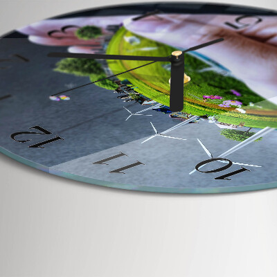 Reloj de pared redondo Tierra de Mano