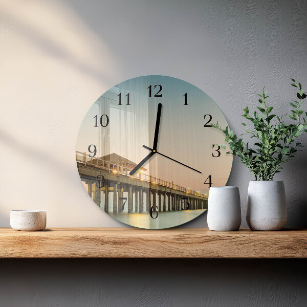 Reloj de pared redondo Pasarela de madera