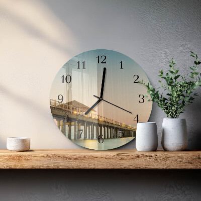 Reloj de pared redondo Pasarela de madera
