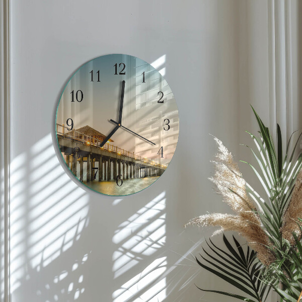 Reloj de pared redondo Pasarela de madera