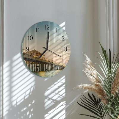 Reloj de pared redondo Pasarela de madera
