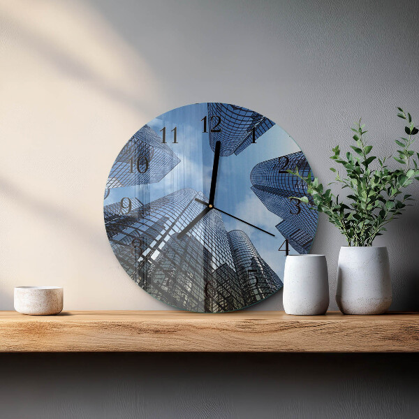 Reloj de pared redondo Edificios de cristal