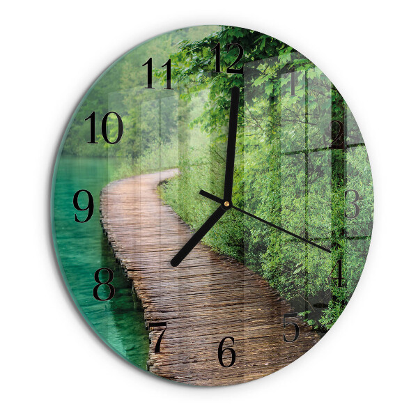Reloj de pared redondo Pasarela de madera