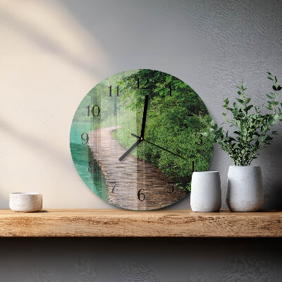 Reloj de pared redondo Pasarela de madera