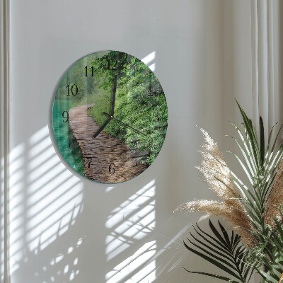 Reloj de pared redondo Pasarela de madera