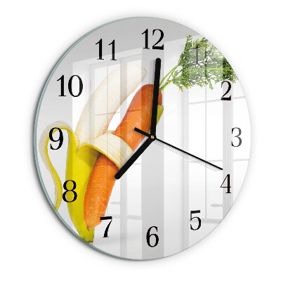 Reloj de pared redondo Zanahorias y plátanos