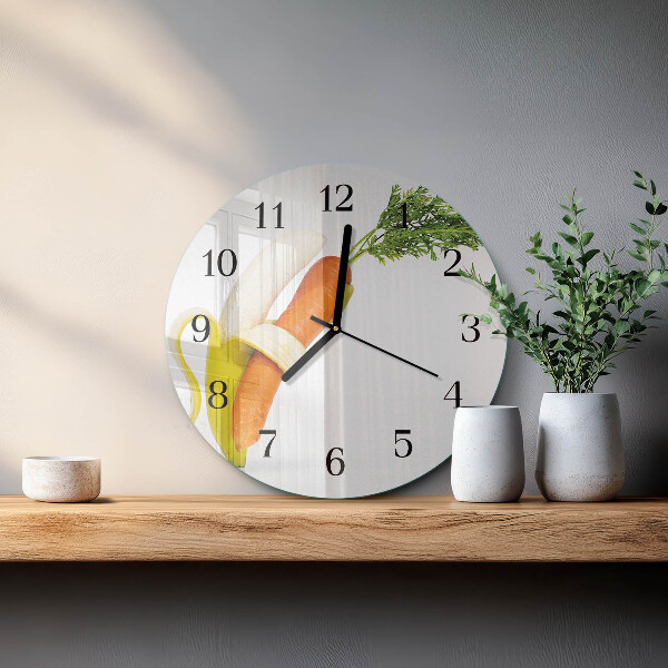 Reloj de pared redondo Zanahorias y plátanos