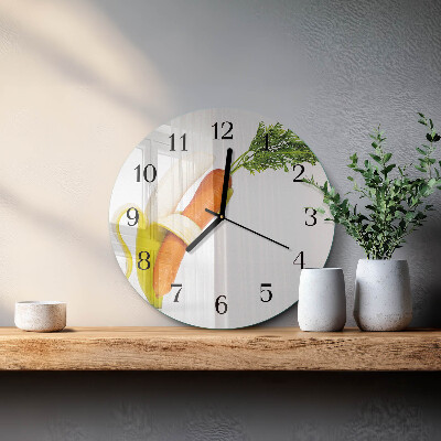 Reloj de pared redondo Zanahorias y plátanos