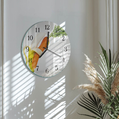Reloj de pared redondo Zanahorias y plátanos