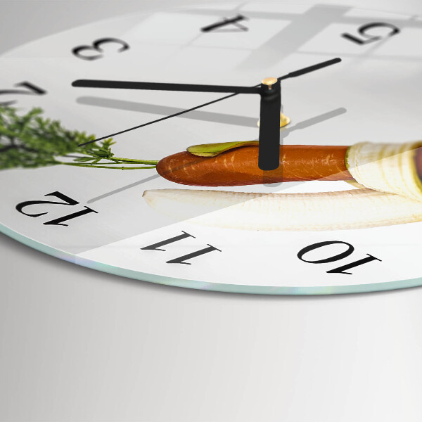 Reloj de pared redondo Zanahorias y plátanos