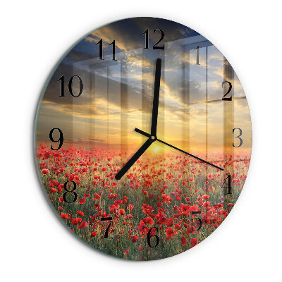 Reloj de pared redondo Campo de amapolas