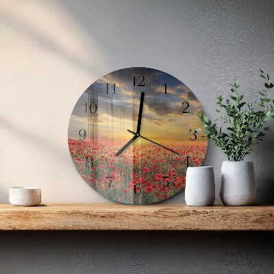 Reloj de pared redondo Campo de amapolas