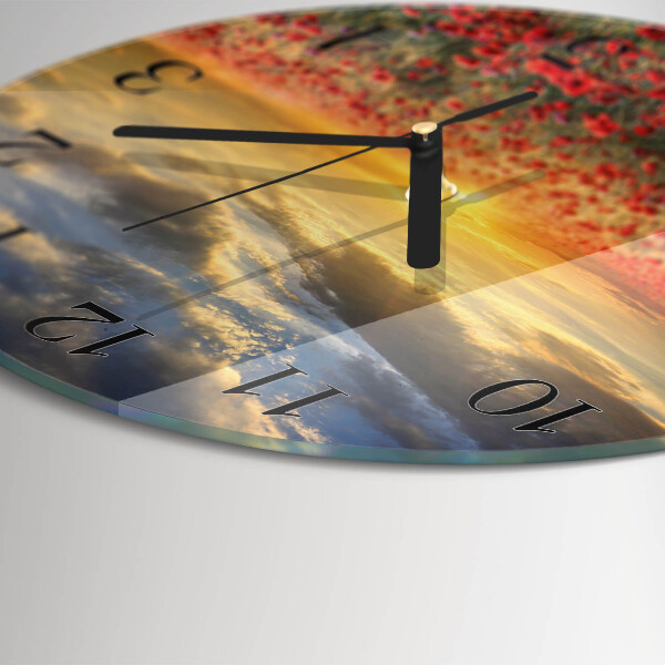 Reloj de pared redondo Campo de amapolas