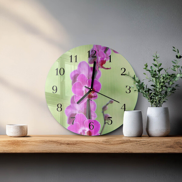 Reloj de pared redondo Orquídea
