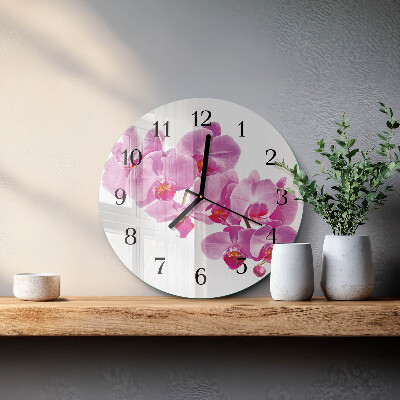 Reloj de pared redondo Orquídea