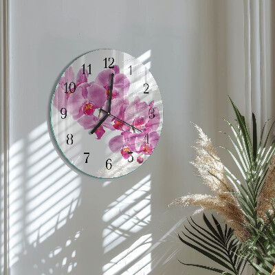 Reloj de pared redondo Orquídea