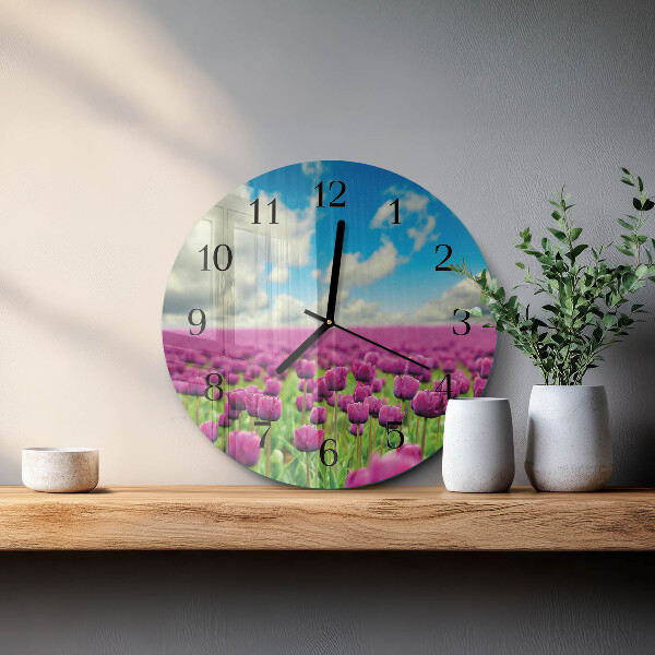Reloj de pared redondo tulipanes