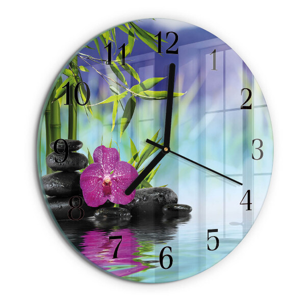 Reloj de pared redondo Orquídea de spa