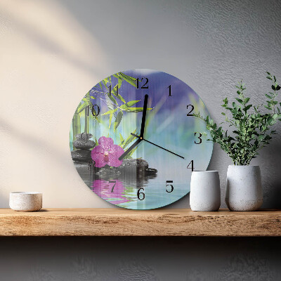 Reloj de pared redondo Orquídea de spa