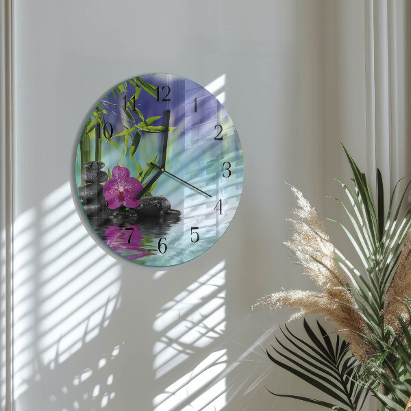 Reloj de pared redondo Orquídea de spa