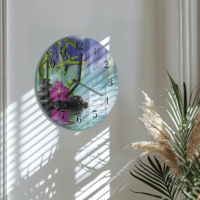Reloj de pared redondo Orquídea de spa