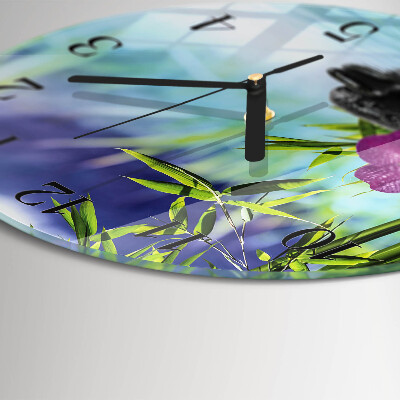 Reloj de pared redondo Orquídea de spa