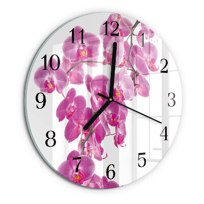 Reloj de pared redondo Orquídea