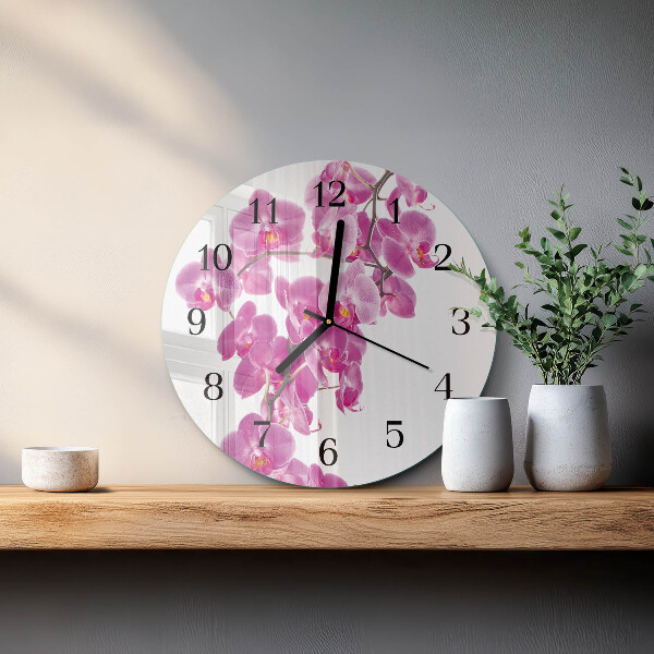 Reloj de pared redondo Orquídea