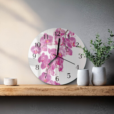 Reloj de pared redondo Orquídea