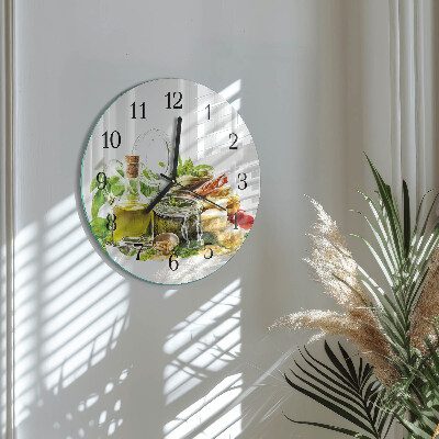 Reloj de pared redondo Pasta con aceite