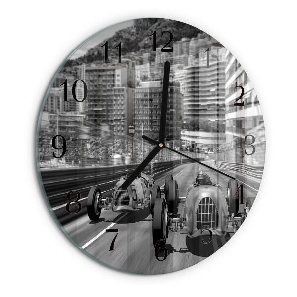 Reloj de pared redondo Coche de carreras
