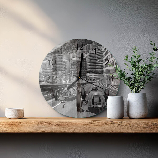 Reloj de pared redondo Coche de carreras