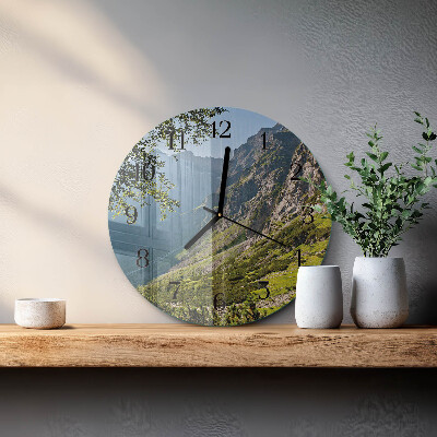 Reloj de pared redondo montañas