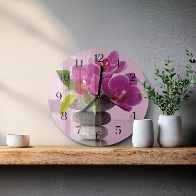 Reloj de pared redondo Orquídea