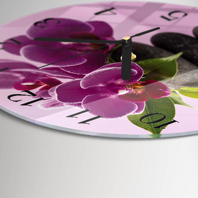 Reloj de pared redondo Orquídea