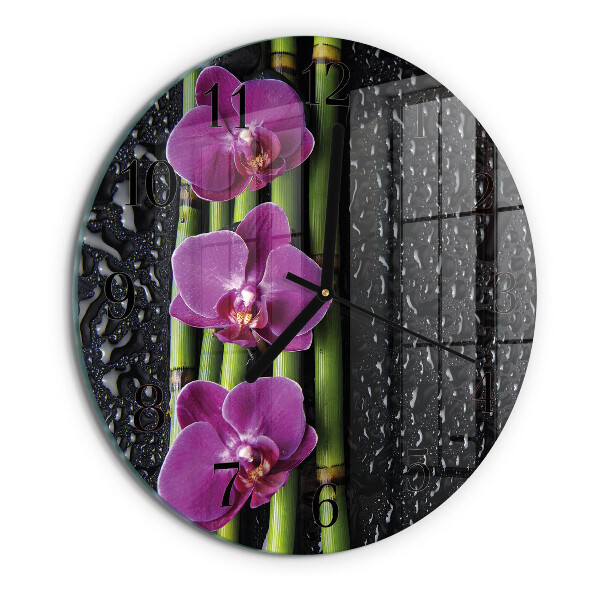 Reloj de pared redondo Orquídea
