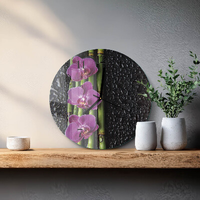Reloj de pared redondo Orquídea