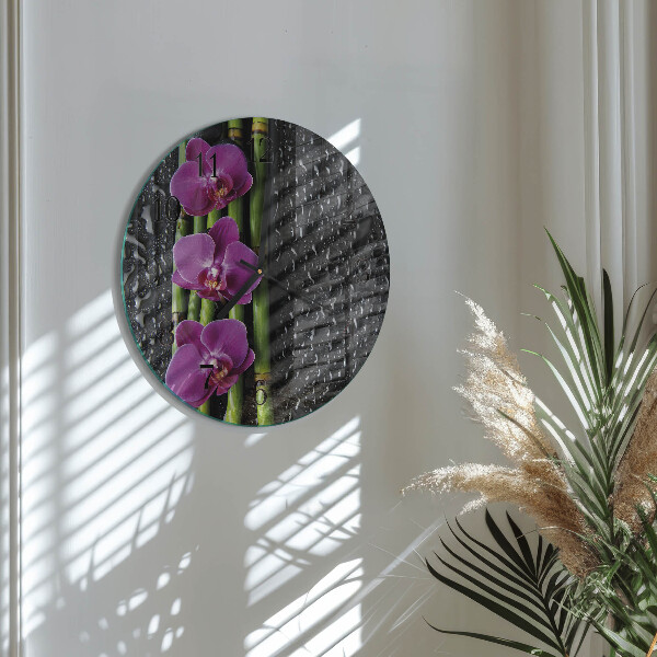 Reloj de pared redondo Orquídea