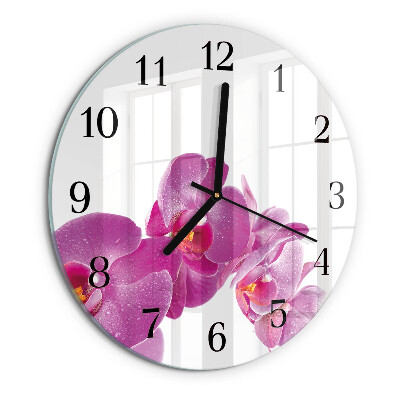 Reloj de pared redondo Orquídea