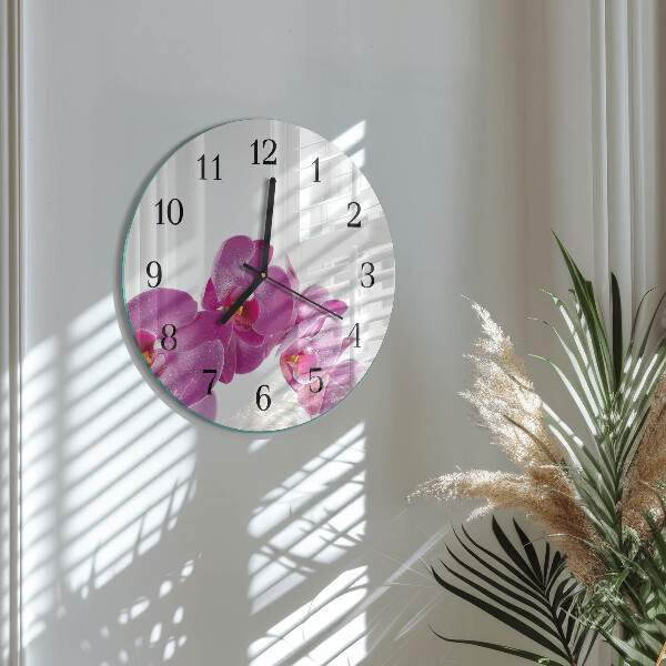 Reloj de pared redondo Orquídea