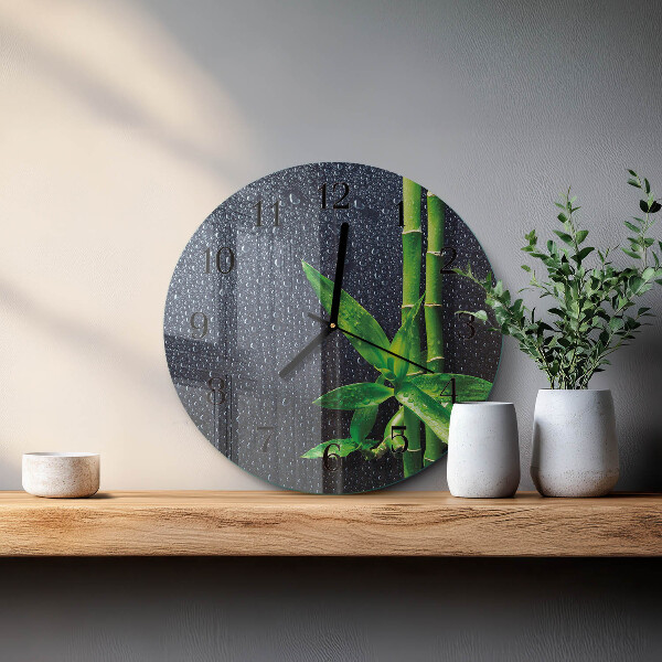 Reloj de pared redondo Gotas y bambú