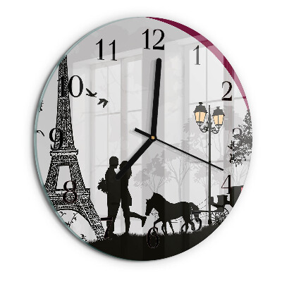 Reloj de pared redondo Amor por París