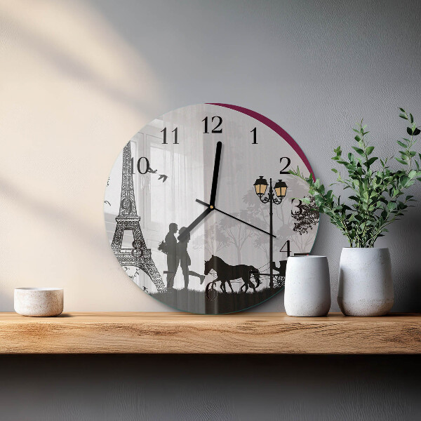 Reloj de pared redondo Amor por París