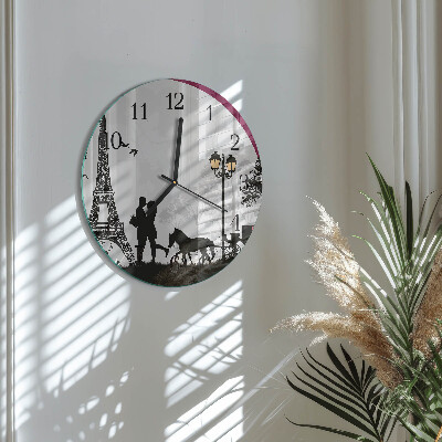 Reloj de pared redondo Amor por París