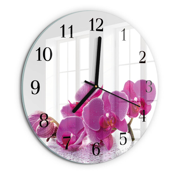 Reloj de pared redondo Orquídea