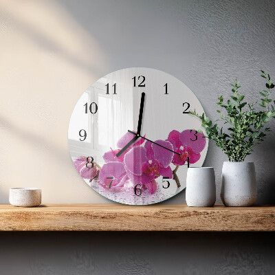 Reloj de pared redondo Orquídea