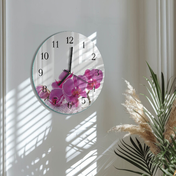 Reloj de pared redondo Orquídea