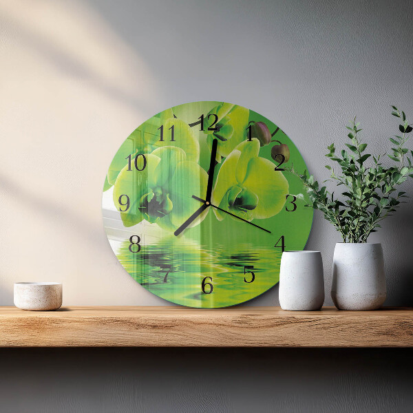 Reloj de pared redondo Orquídea