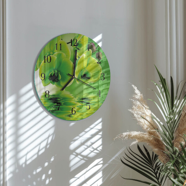 Reloj de pared redondo Orquídea