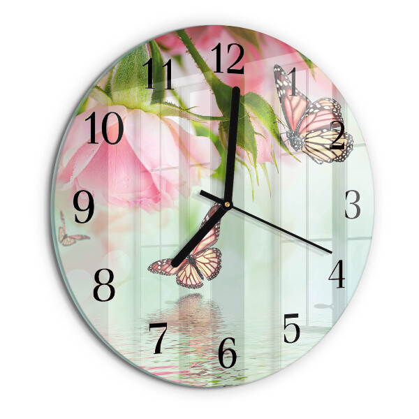 Reloj de pared redondo mariposas